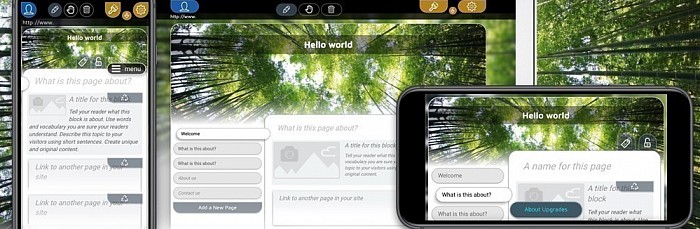 En af de sjældne hjemmesidebyggere med de samme funktioner på computere, telefoner og tablets